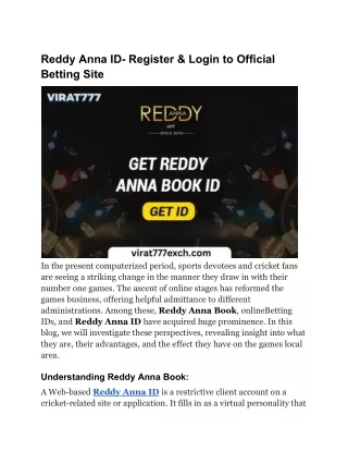 Reddy Anna ID- Register & Login to Official Betting Site