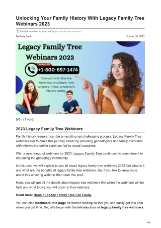 Unlocking Your Family History With Legacy Family Tree Webinars 2023