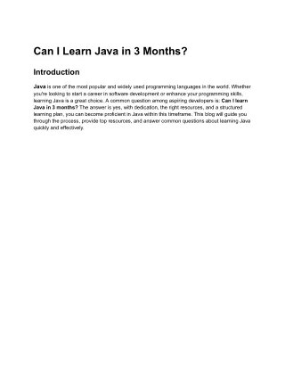 Can I Learn Java in 3 Months