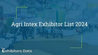 Agri Intex Exhibitor List 2024