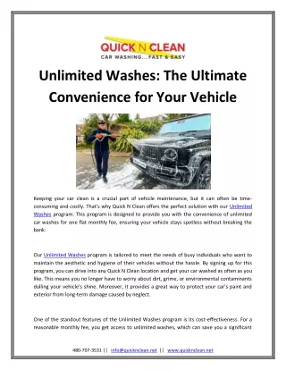 Unlimited Washes The Ultimate Convenience for Your Vehicle