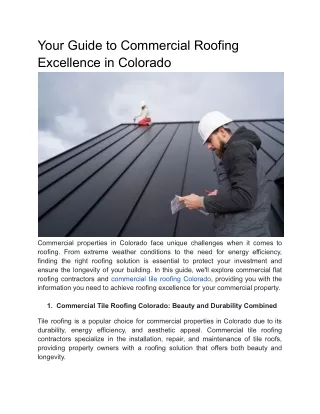 Your Guide to Commercial Roofing Excellence in Colorado