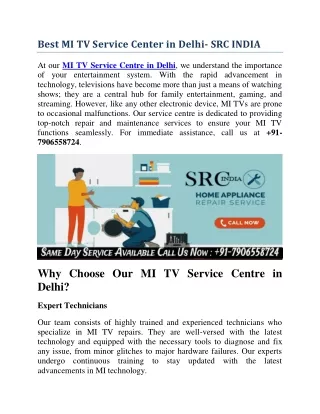 Best MI TV  Service Center in Delhi