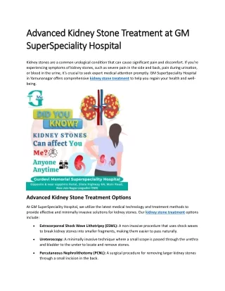 Advanced Kidney Stone Treatment at GM SuperSpeciality Hospital