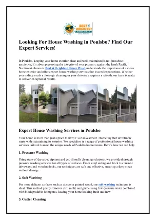 Looking for House Washing in Poulsbo Find Our Expert Services