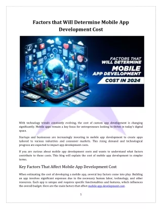 Factors that Will Determine Mobile App Development Cost