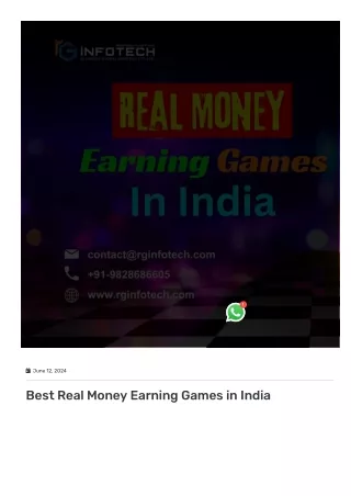 Best 10 Real Money Earning Games in India