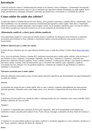Alimentação para saúde dos cabelos: nutrientes que promovem o crescimento e a vi