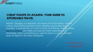 Cheap Flights to Atlanta - Your Guide to Affordable Travel
