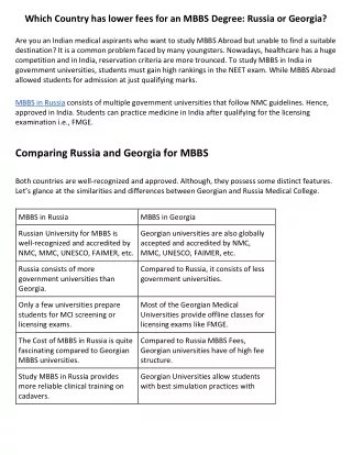 Which Country has lower fees for an MBBS Degree