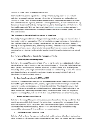 Salesforce Public Cloud Knowledge Management