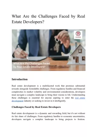 What Are the Challenges Faced by Real Estate Developers