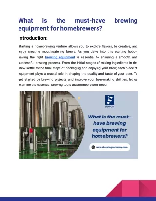 What is the must-have brewing equipment for homebrewers_S Brewing Company