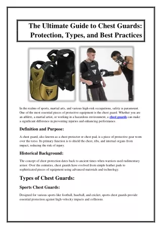 The Ultimate Guide to Chest Guards Protection, Types, and Best Practices