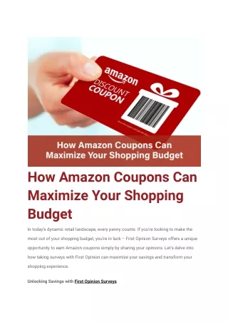 How Amazon Coupons Can Maximize Your Shopping Budget