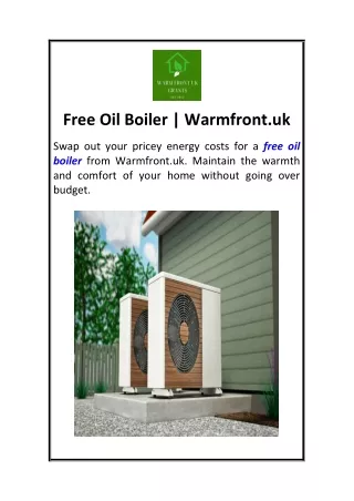 Free Oil Boiler  Warmfront.uk