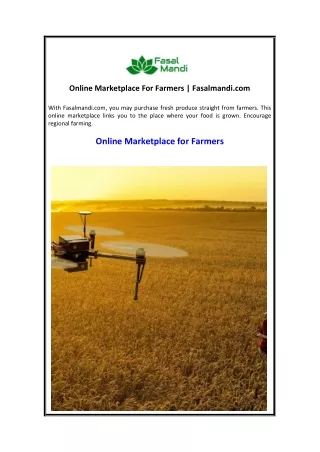 Online Marketplace For Farmers  Fasalmandi.com