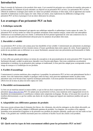 Les avantages d'un présentoir PLV en bois pour les produits artisanaux et faits