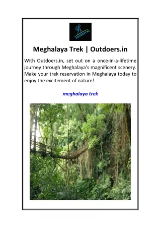 Meghalaya Trek  Outdoers.in