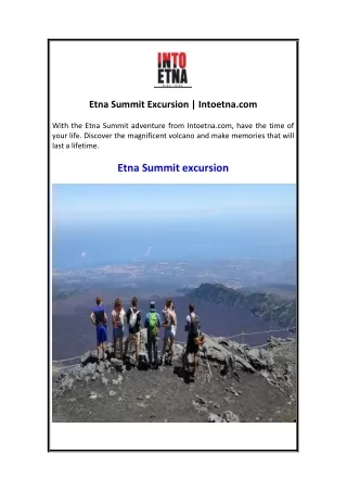 Etna Summit Excursion  Intoetna.com