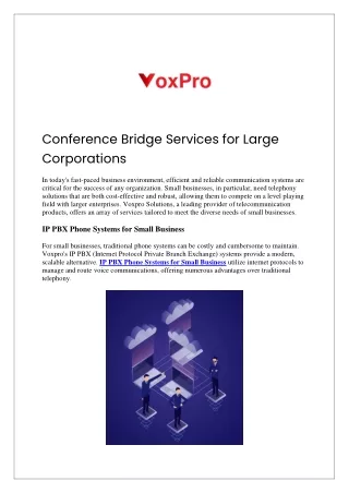 Conference Bridge Services for Large Corporations