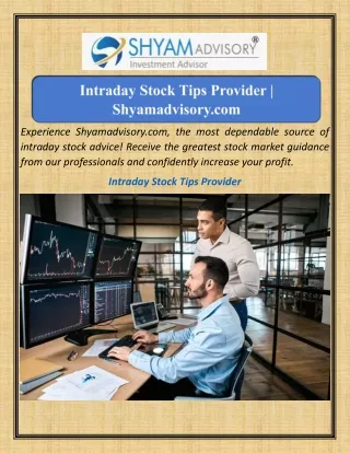 Intraday Stock Tips Provider Shyamadvisory.com