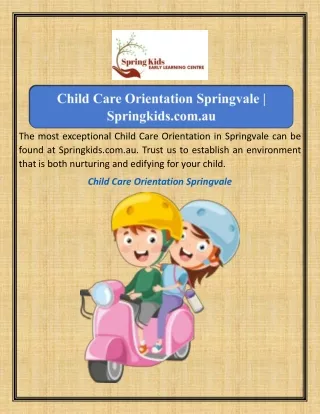 Child Care Orientation Springvale Springkids.com.au