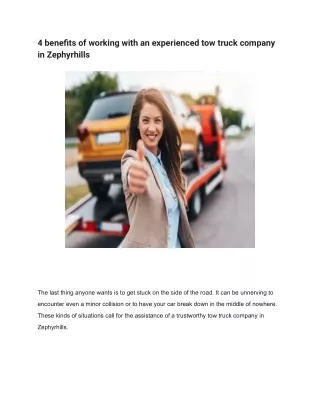 4 benefits of working with an experienced tow truck company in Zephyrhills