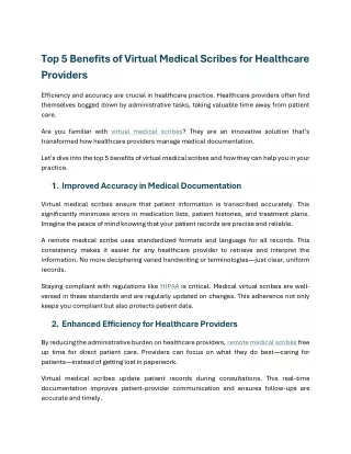 Top 5 Benefits of Virtual Medical Scribes for Healthcare Pro