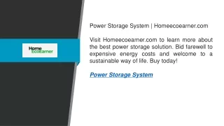 Power Storage System Homeecoearner.com