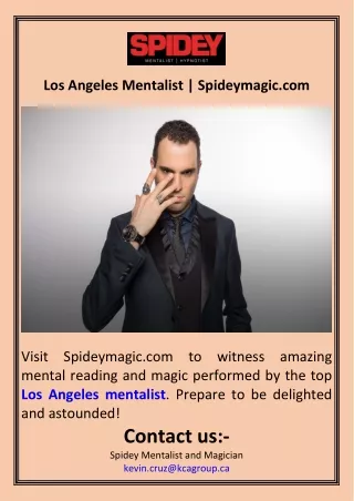 Los Angeles Mentalist  Spideymagic.com