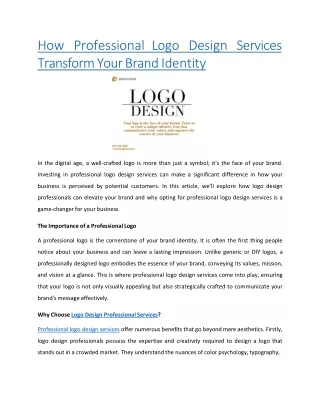 HOW Professional Logo Design Services Transform Your Brand Identity