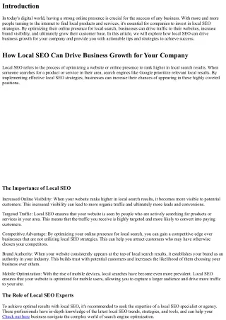 How Local SEO Can Drive Business Growth for Your Company