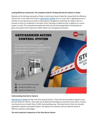 The Ultimate Guide to Parking Gate Barrier Systems in Dubai