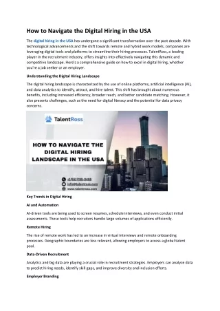 How to Navigate the Digital Hiring in the USA