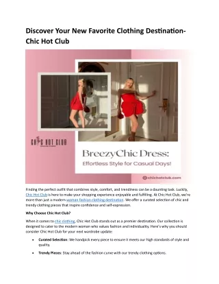 Discover Your New Favorite Clothing Destination- Chic Hot Club