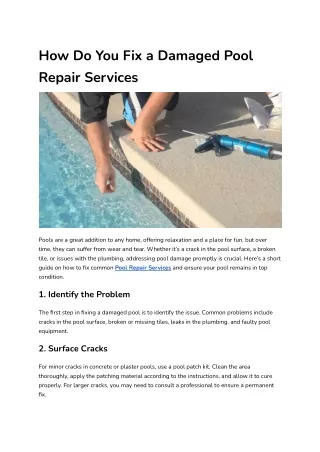 How Do You Fix a Damaged Pool Repair Services