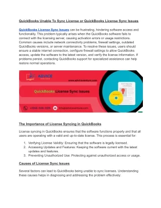 QuickBooks Unable To Sync License or QuickBooks License Sync Issues