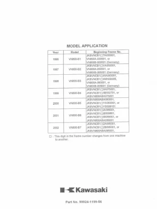 2002 KAWASAKI VN800-B7 Service Repair Manual