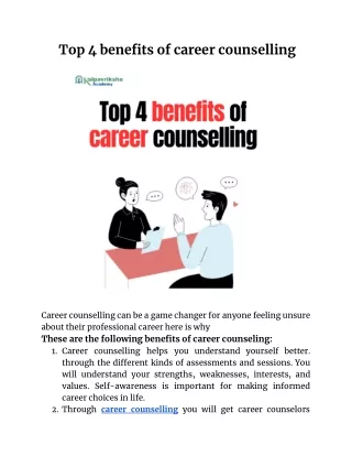 Top 4 benefits of career counselling