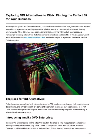 Exploring VDI Alternatives to Citrix Finding the Perfect Fit for Your Business