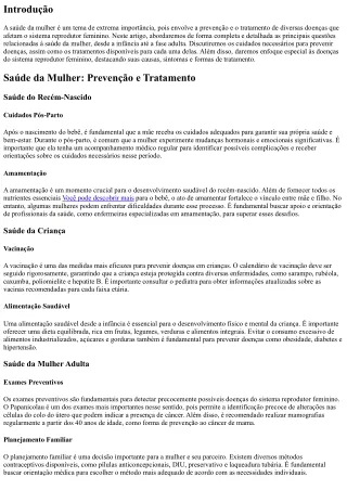 Saúde da mulher: prevenção e tratamento das doenças do sistema reprodutor