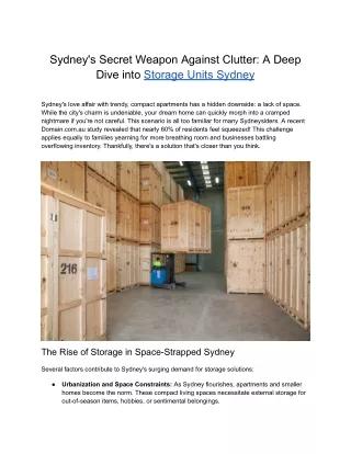 Sydney's Secret Weapon Against Clutter_ A Deep Dive into Storage Units Sydney