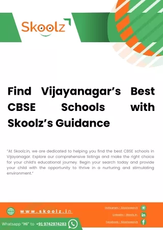 Find Your Child’s Perfect CBSE School in Vijayanagar, Bangalore - Skoolz Insight