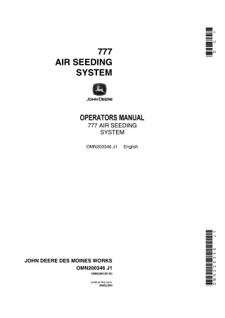 John Deere 777 Air Seeding System Operator’s Manual Instant Download (Publication No.OMN200346)