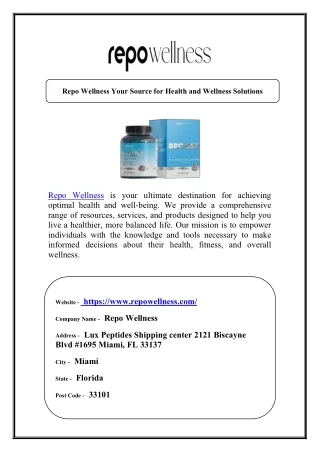 Repo Wellness Your Source for Health and Wellness Solutions