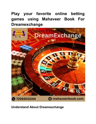 Play your favorite online betting games using Mahaveer Book For Dreamexchange.