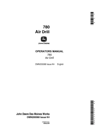 John Deere 780 Air Drill Operator’s Manual Instant Download (Publication No.OMN200068)