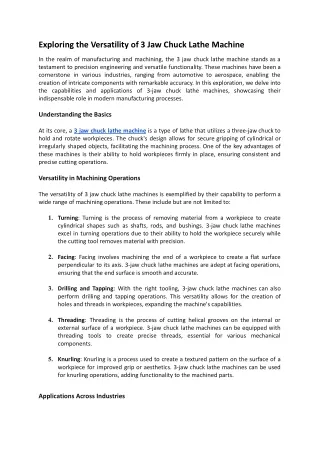 Exploring the Versatility of 3 Jaw Chuck Lathe Machine