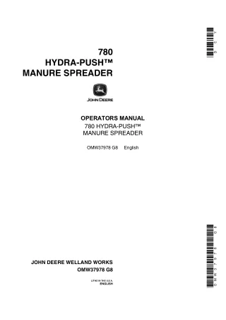 John Deere 780 Hydra-Push™ Manure Spreader Operator’s Manual Instant Download (Publication No.OMW37978)